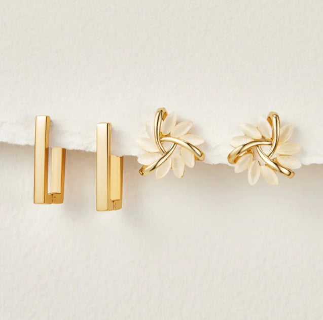 Cat's Eye Flower Earrings High Sense Geometry Earrings Jewelry Gym From House Set