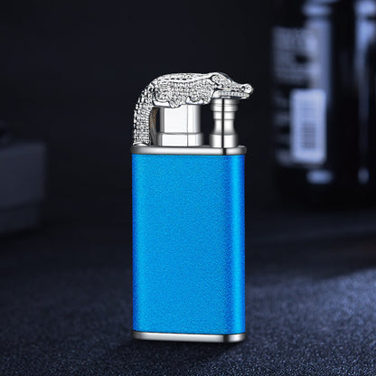 Creative Blue Flame Lighter Dolphin Dragon Tiger Double Fire Gadgets dealsniper-net Blue Scrub Crocodile bk872 1PCS