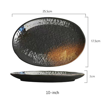 Large Ceramic Rice Kitchen Household Flat Oval Large Plate Kitchen DealSniper.net Jiyun Danshaped plate 10inches