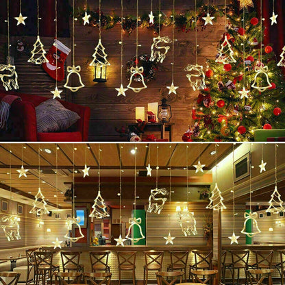 LED Fairy String Window Curtain Lights Star Christmas Xmas Party Home Indoor Home dealsniper-net