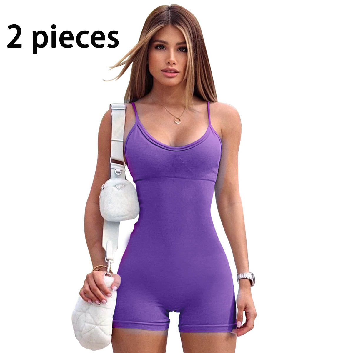 Spaghetti Strap Shorts Jumpsuit Sports Yoga Workout Tight