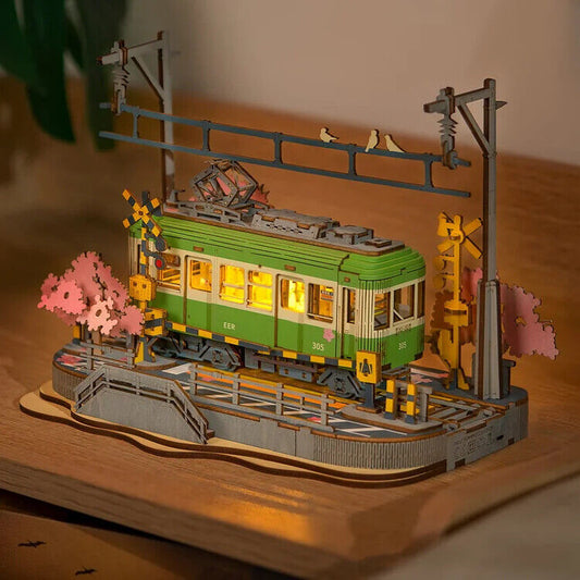 Tram Car 3D Wooden Puzzle Model Toys Teens Gift