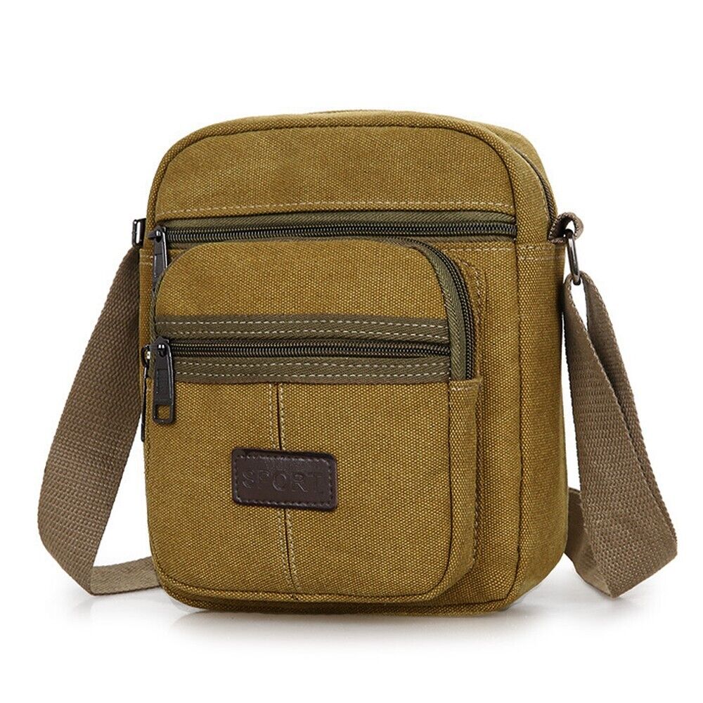 Men's Crossbody Messenger Bag Canvas Bags Casual Shoulder Satchel Handbag Pouch Men DealSniper.net Khaki