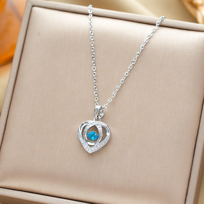 Fashion Dancing Love Necklace With Rhinestones Personality Jewelry dealsniper-net Blue