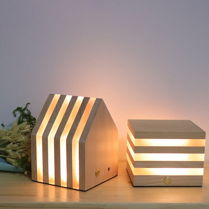 Ins Nordic Girl Heart Shooting Props Wooden LED Night Light House dealsniper-net