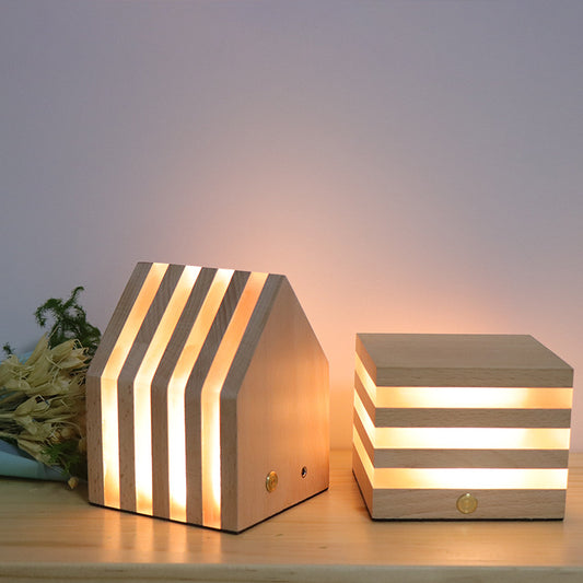 Ins Nordic Girl Heart Shooting Props Wooden LED Night Light House dealsniper-net