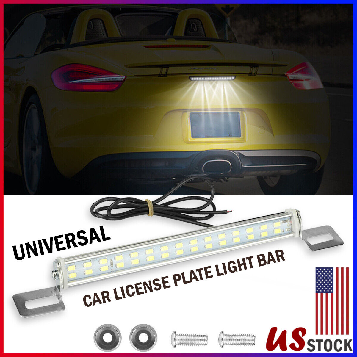 Universal License Plate LED Lamp Back Light Bar For Car SUV Truck RV 6000K White Vehicle dealsniper-net