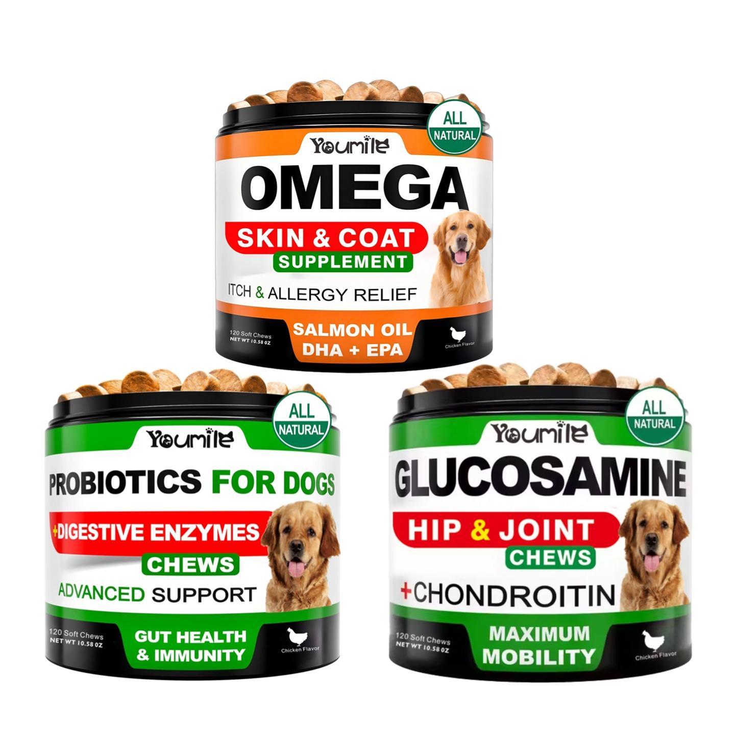 Youmile Hip & Joint Health Supplement For Dogs 120 Chews Pets Gym From House ProbioticsOMEGA3 Fish OilHip