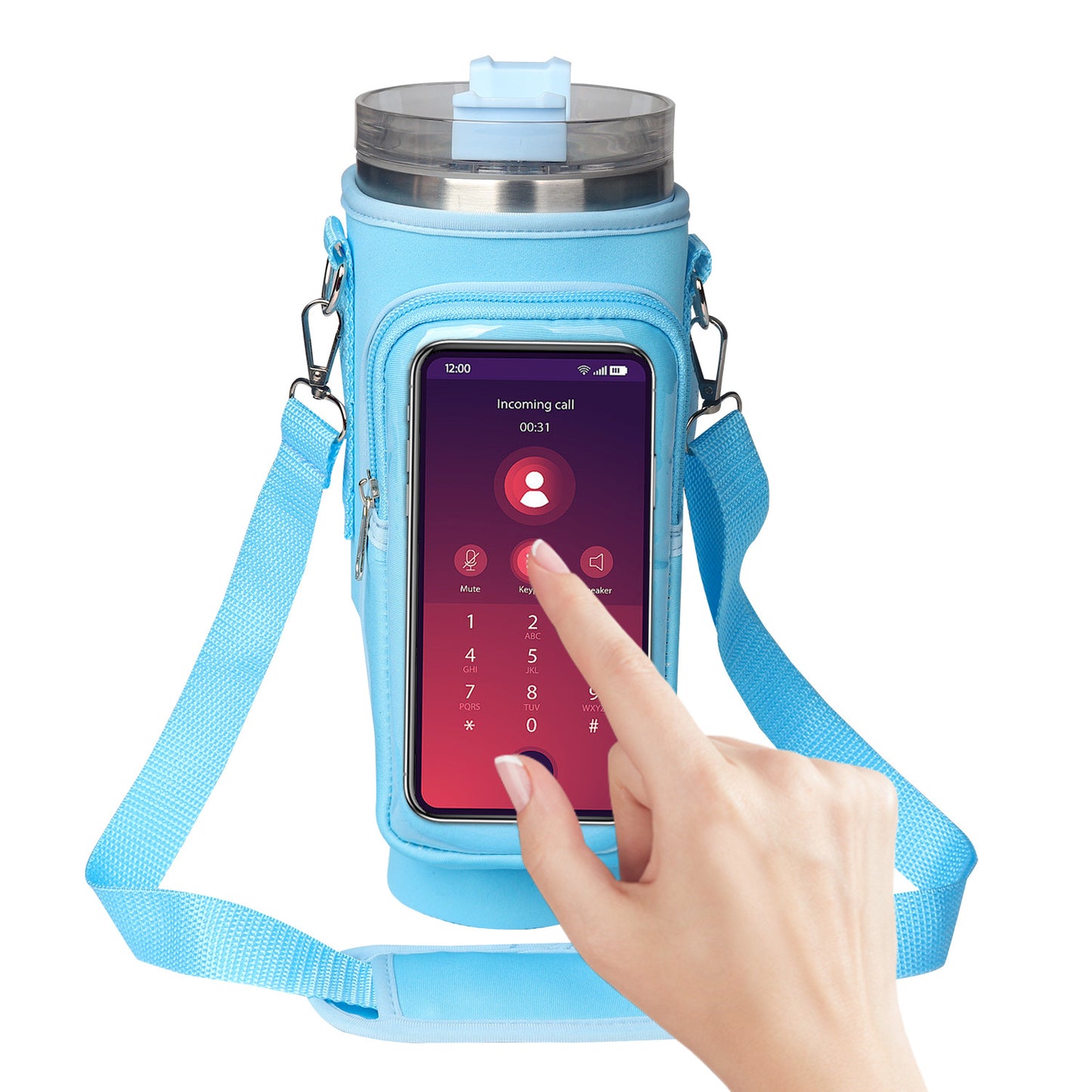Cup Cover Transparent Touch Screen Neoprene kitchen Kitchen Gym From House Blue Metal Buckle