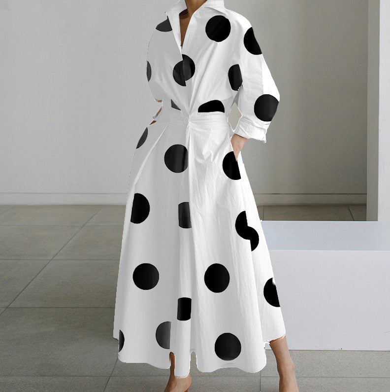 Long-sleeve Blouse Elastic Waist Swing Dress Women DealSniper.net