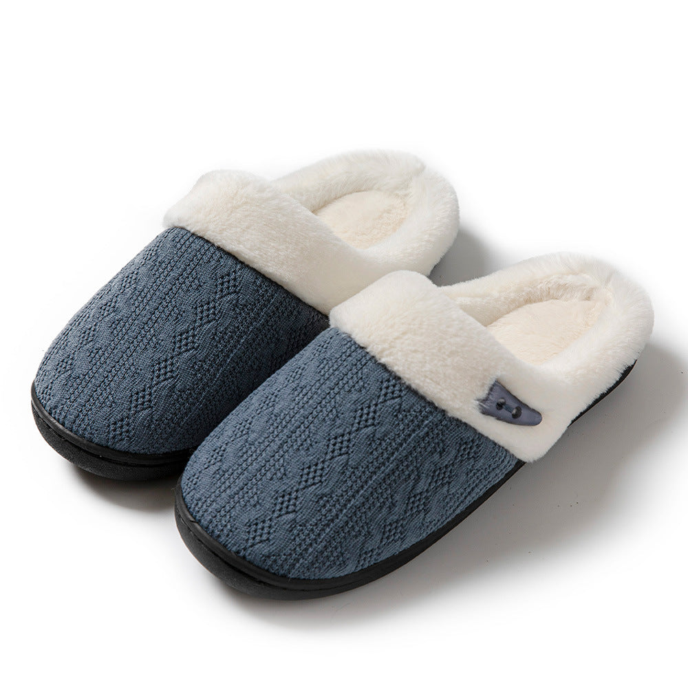 Winter Cotton Slippers Baotou Warm Flat Slippers Home Daily Soft Non-slip Bottom House Shoes Women Men Couple