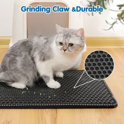 Double Rice Grain Cat Litter Mat, Cat Litter Cleaning Pad