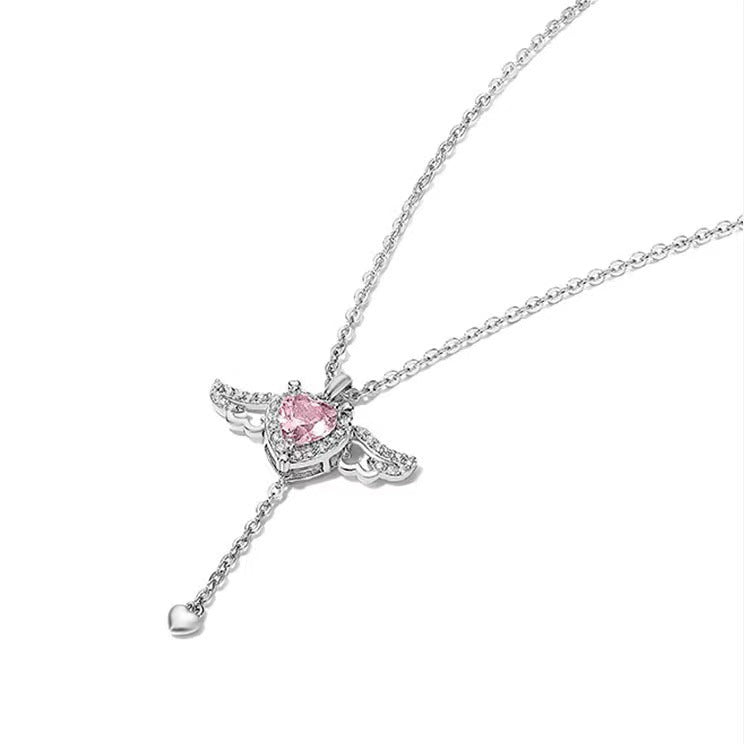 Cupid Heart Angel Wings Tassel Necklace Clavicle Chain Jewelry dealsniper-net