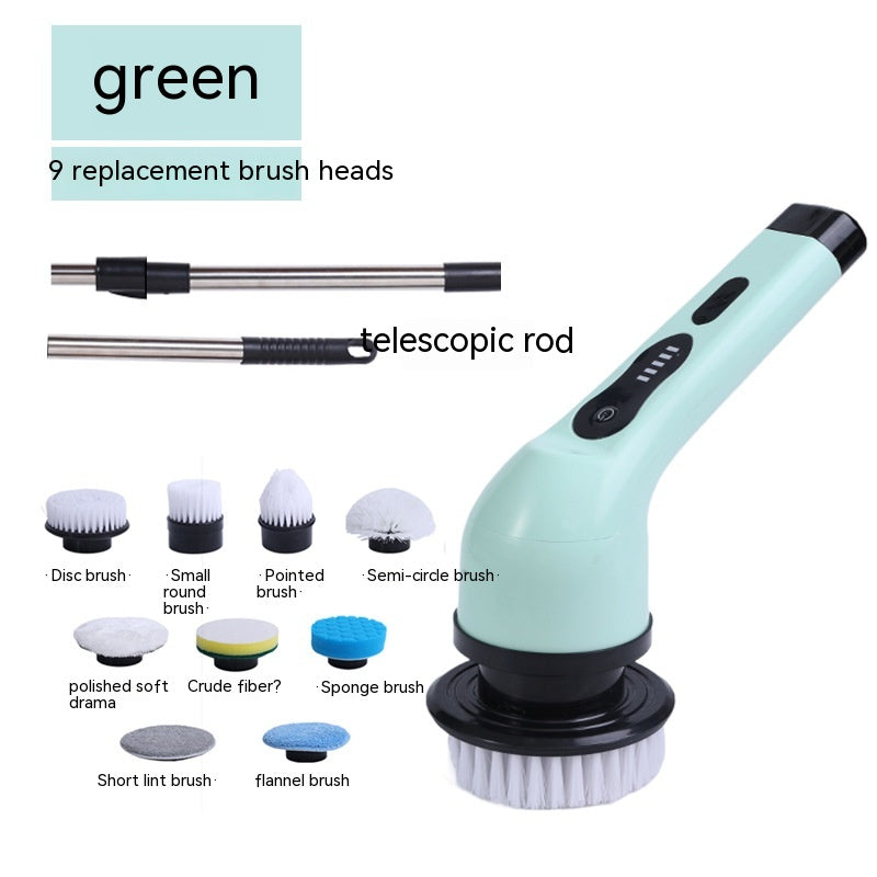 Dual-purpose Brush Handheld Strong Cleaning Gadget House DealSniper.net Green 9 Head English Manual