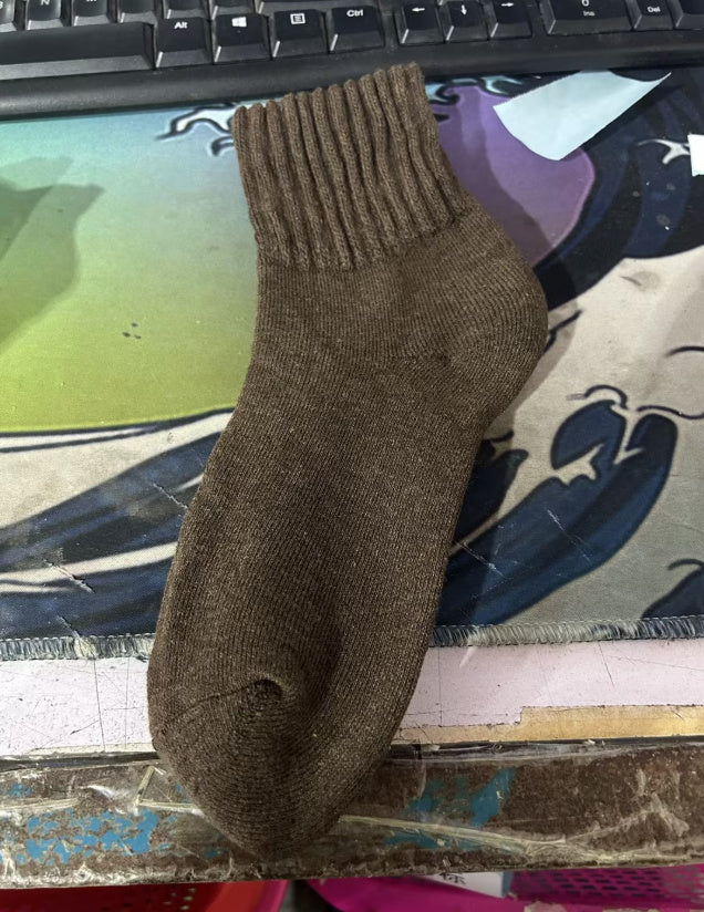 Ins Knitted Socks Winter Warm Thickened Solid Loop Socks Men null Deep Coffee Free Size