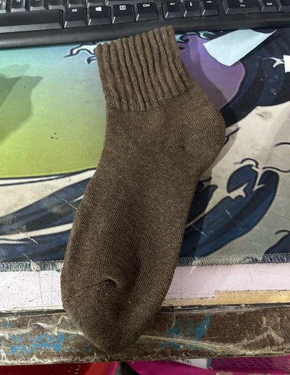 Ins Knitted Socks Winter Warm Thickened Solid Loop Socks Men null Deep Coffee Free Size