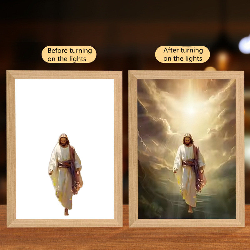 Jesus LED Light Painting Home Decoration Home Decor Gym From House Cross8 8inch Rechargeable
