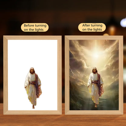 Jesus LED Light Painting Home Decoration Home Decor Gym From House Cross8 8inch Rechargeable