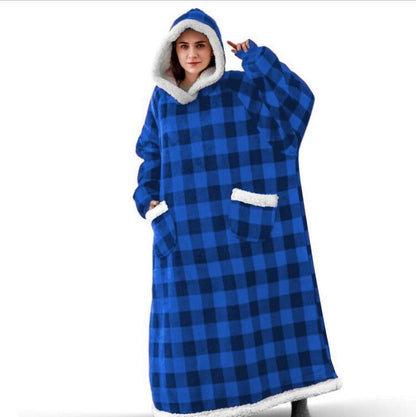 Super Long Flannel Blanket With Sleeves Winter Hoodies Sweatshirt Women dealsniper-net