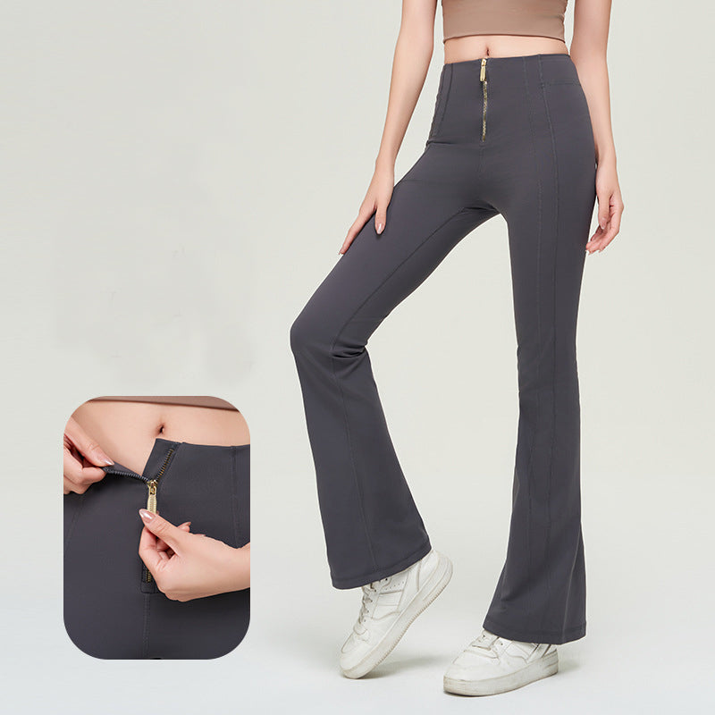 High Waist Zipper Bell-bottom Trousers For Women Slimming Women Gym From House
