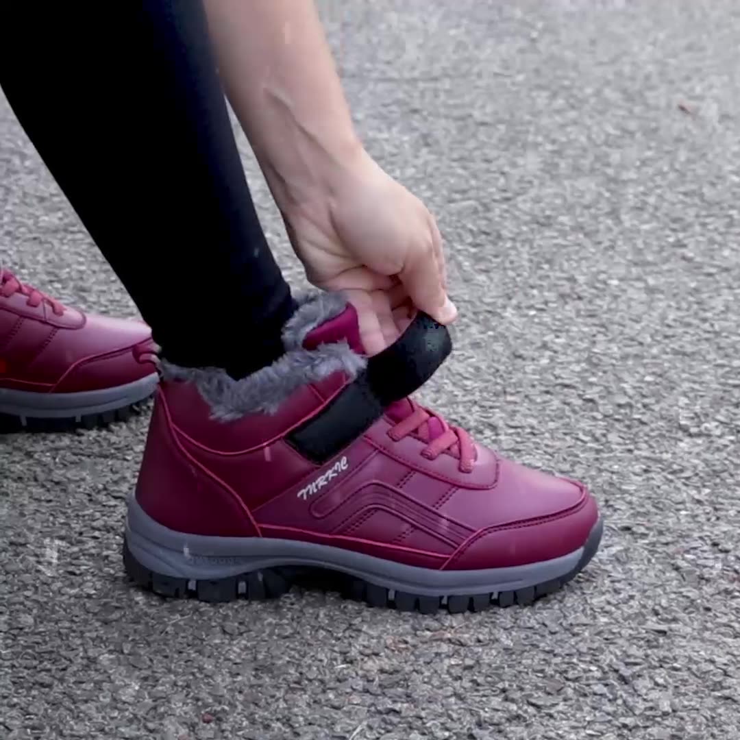 Winter Boots Women Men Warm Plush Velcro Snow Boots Climbing Hiking Shoes Women DealSniper.net