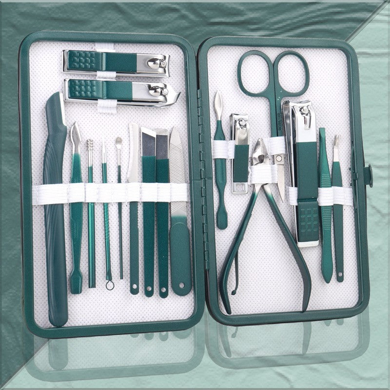 Pedicure Knife Nail Clippers Set Manicure Nail Clippers Set Beauty DealSniper.net Emerald Green 18pc
