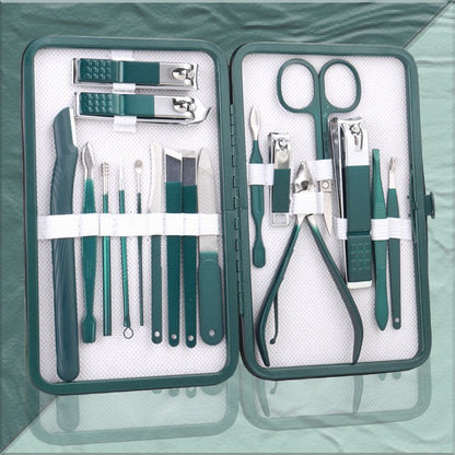 Pedicure Knife Nail Clippers Set Manicure Nail Clippers Set Beauty DealSniper.net Emerald Green 18pc