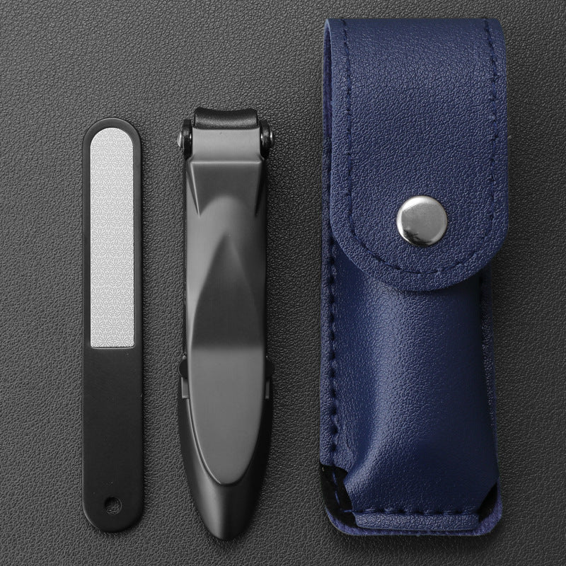 New Anti-Splash Nail Clipper Stainless Steel Beauty DealSniper.net Grey Leather Set File Large