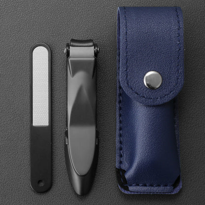 New Anti-Splash Nail Clipper Stainless Steel Beauty DealSniper.net Grey Leather Set File Large