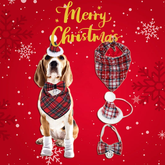Christmas Triangle Pet Towel Santa Deer Print Dog Scarf Collar Pets Gym From House