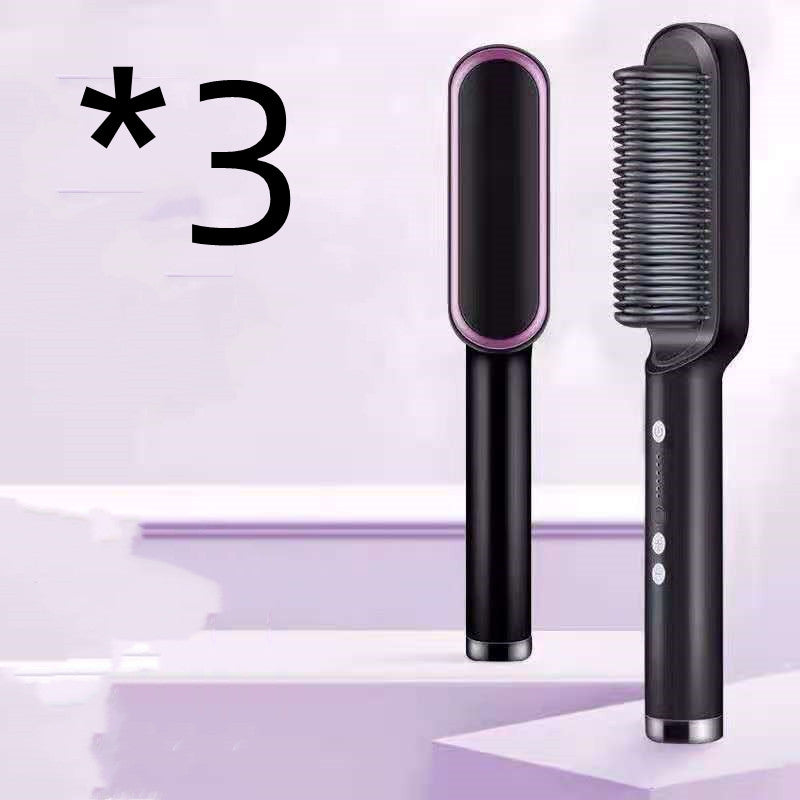 New 2 In 1 Hair Straightener Hot Comb Women dealsniper-net 3pcs A Black US With box