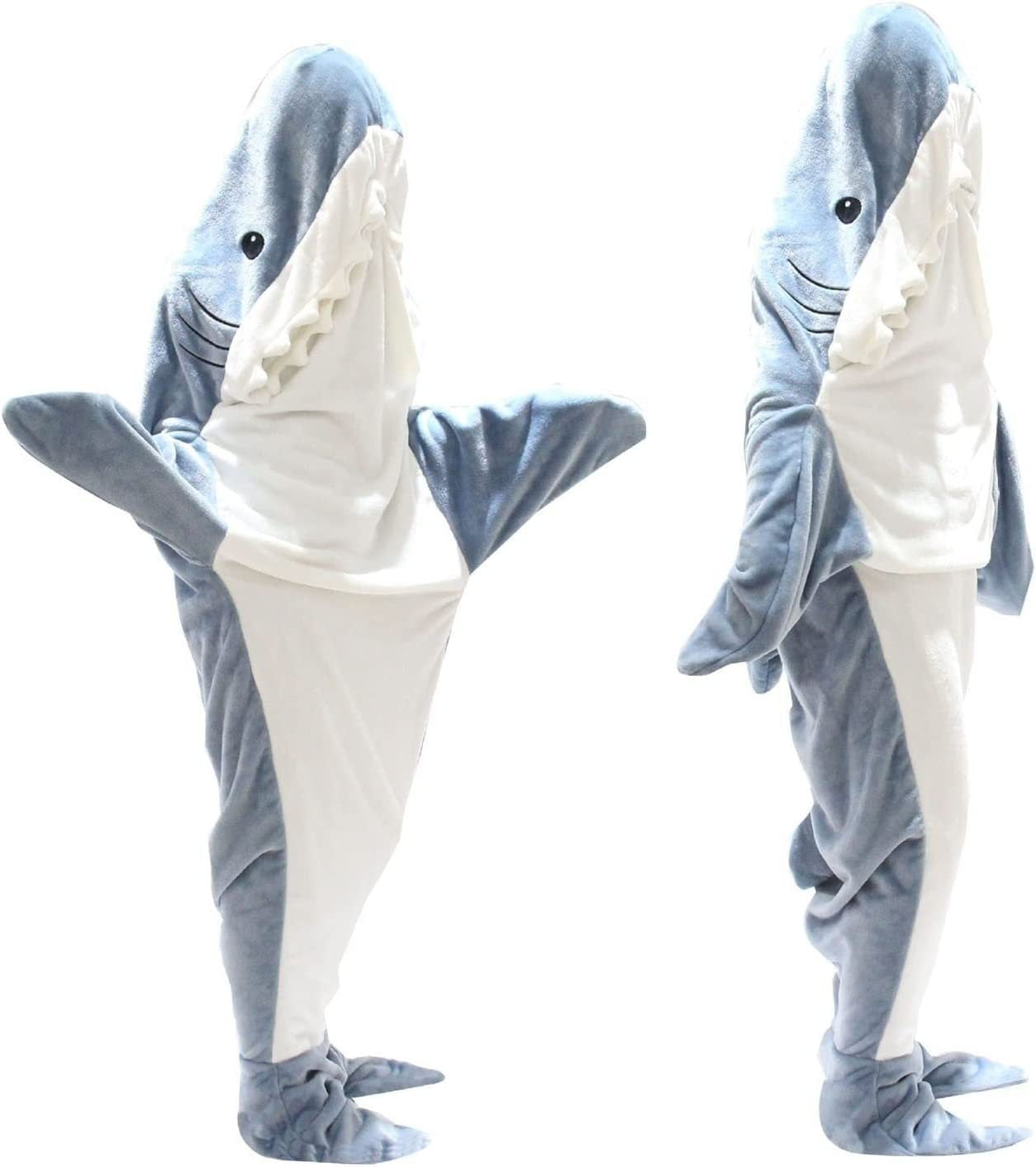 Home Soft Flannel Shark Blanket Hoodie Home dealsniper-net Average Size Blue