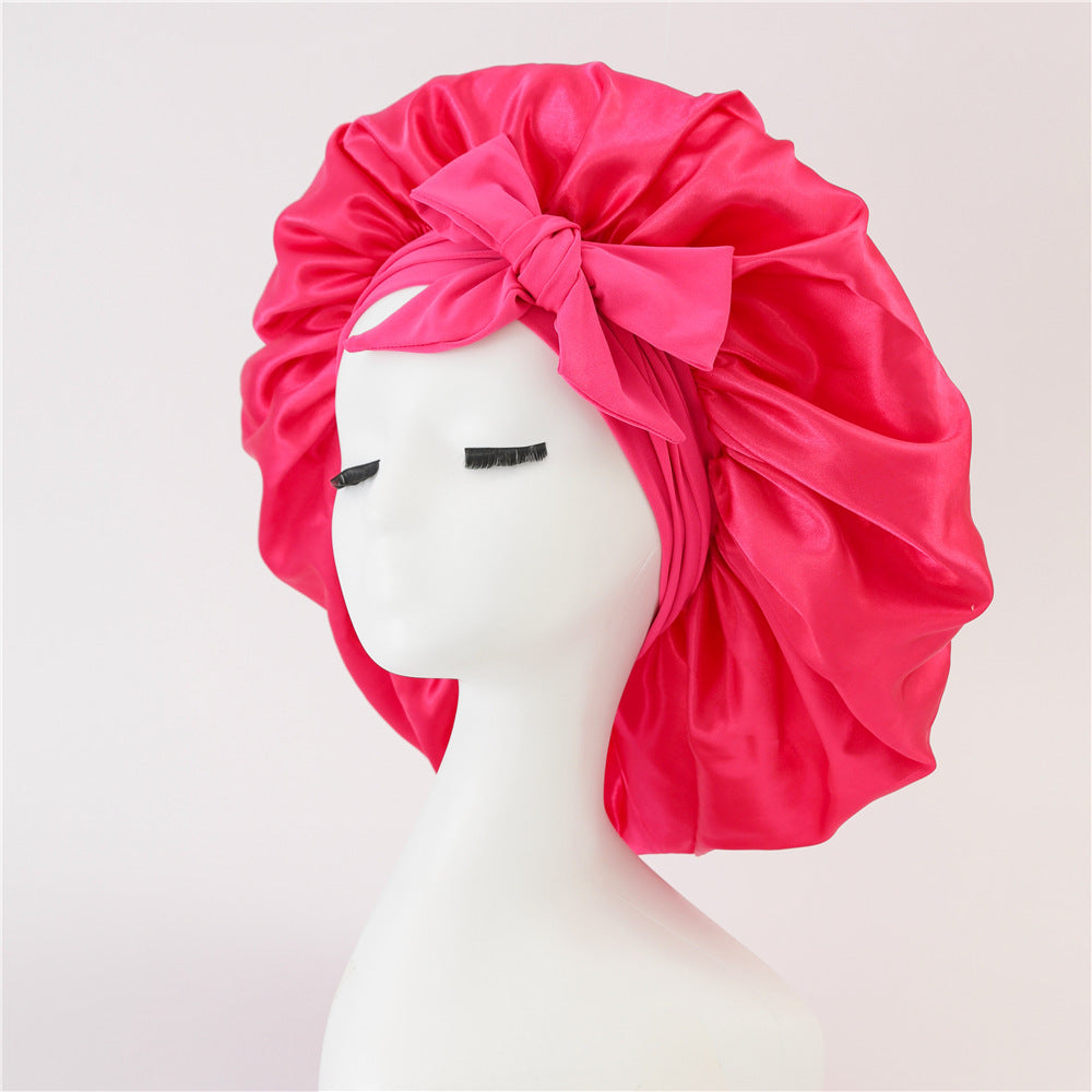 New Silk Bonnet For Sleeping Women Satin Bonnet Hair Bonnet Beauty dealsniper-net Rose Red