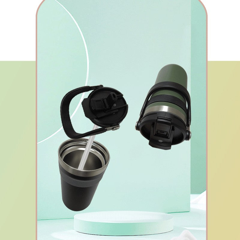 304 Stainless Steel Vacuum Cup With Double Drinking Mouth Design Kitchen DealSniper.net