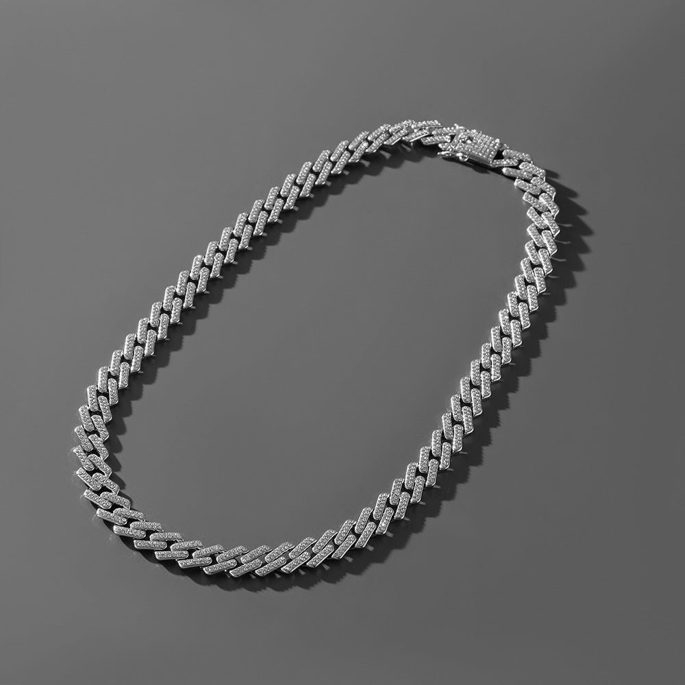 Hip Hop Trend Full Diamond Cuban Link Chain Men's Bracelet Jewelry Gym From House X2566 Silver Necklace