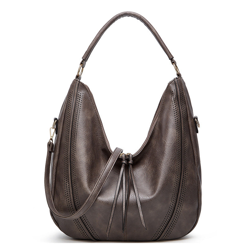New Trend Retro Large Capacity Tote Shoulder Bag Tassel Women Gym From House Grey 1PCS