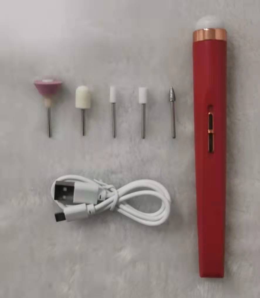 5in1 Manicure Machine Set Electric Nail Drill Polisher Cordless Beauty DealSniper.net Red USB