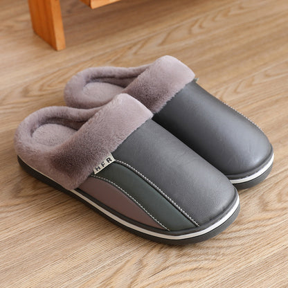 Waterproof Slippers Plush Winter Shoes Home Non-slip Bedroom Slippers Women Women DealSniper.net Dark green 40to41