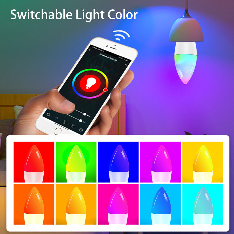 Smart WifI Led Lamp E14 RGB CW WW Led Bulb Dimmable Home Decor dealsniper-net