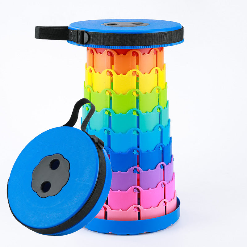 Children's Rainbow Folding Stool Portable Retractable Chair Kids dealsniper-net Adult Rainbow Blue
