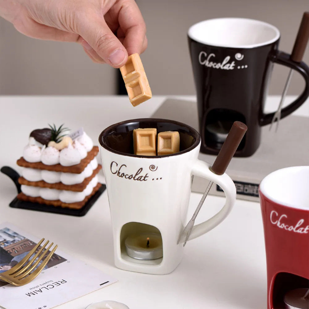 Fondue Mug Set Personal Mini Fondue Pots Chocolate Kitchen DealSniper.net