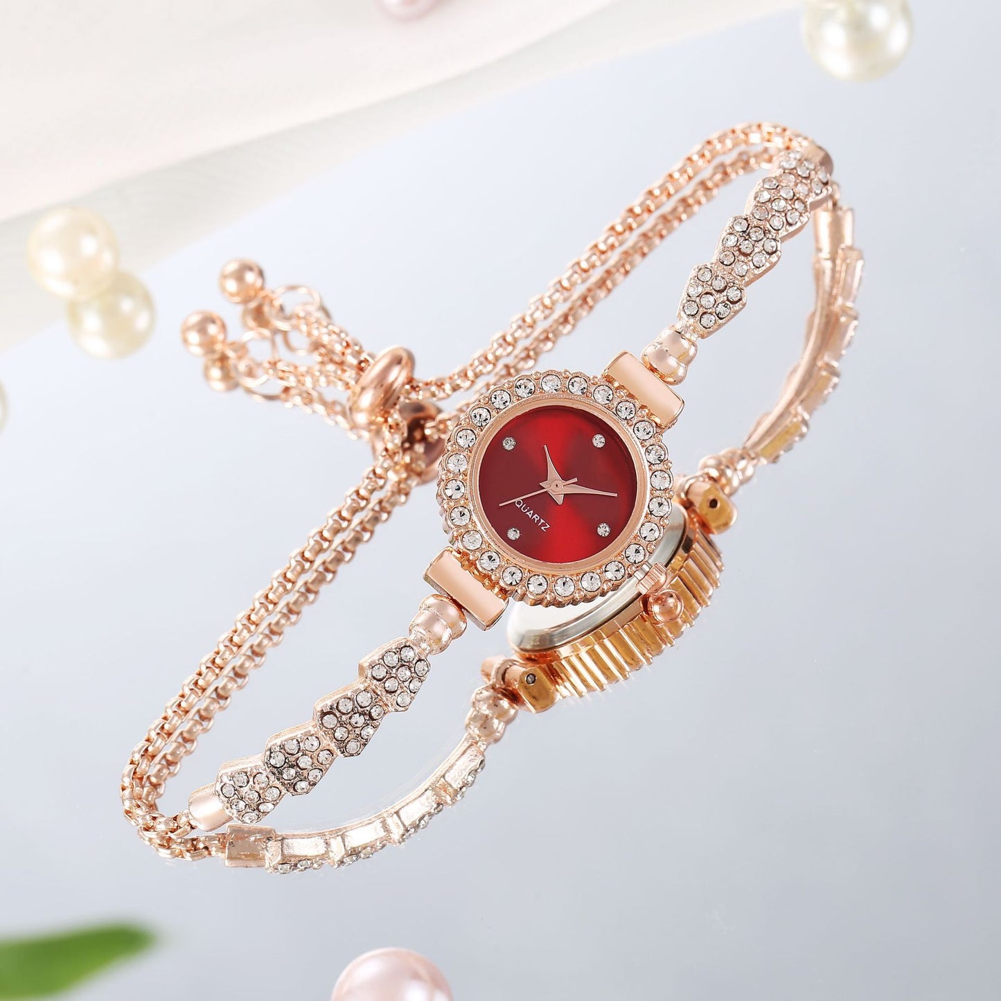 Fashion Luxury Women's Watch Gold Fine Strap Jewelry dealsniper-net Red