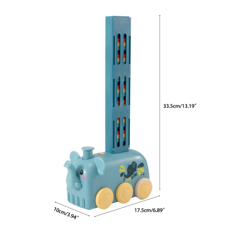 Domino Train Toy Stacking Block Set Domino Building Block Brain Developmental Electric Car Cartoon Block For Kids Kids dealsniper-net