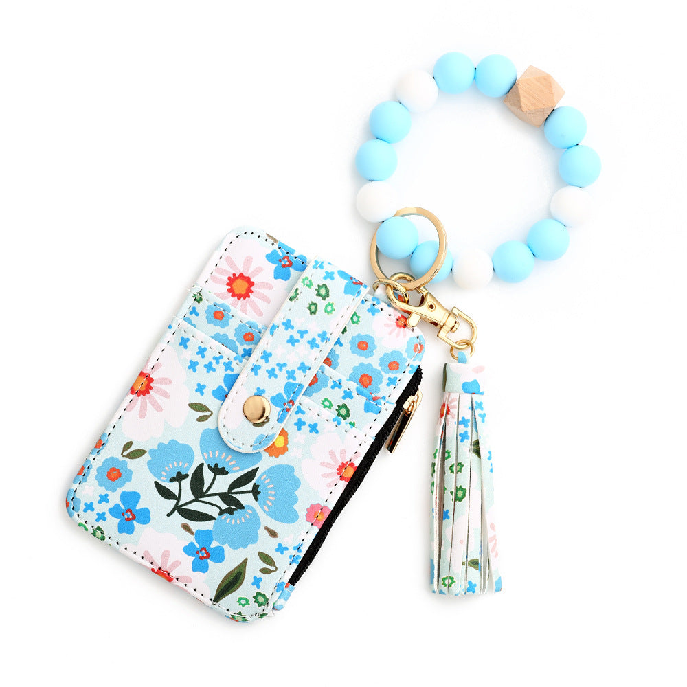 Women's Floral Print Leather Card Bag Women dealsniper-net 8 Light Blue