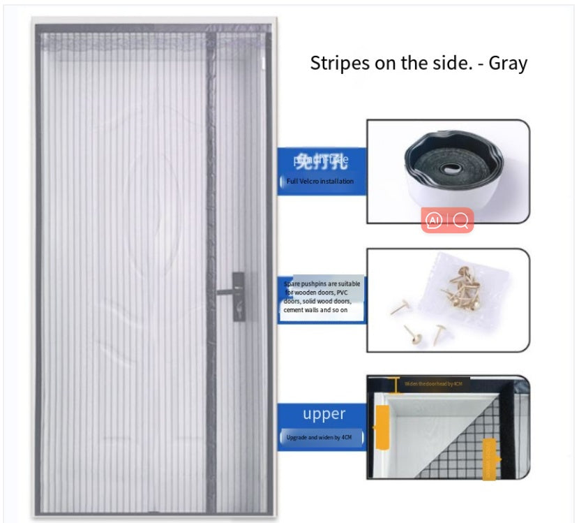 Decorative Magnetic Magic Door Curtain Stickers Punch-free Household House DealSniper.net Gray side opening 110x210CM