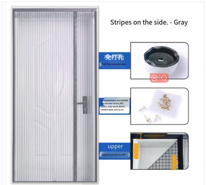 Decorative Magnetic Magic Door Curtain Stickers Punch-free Household House DealSniper.net Gray side opening 110x210CM
