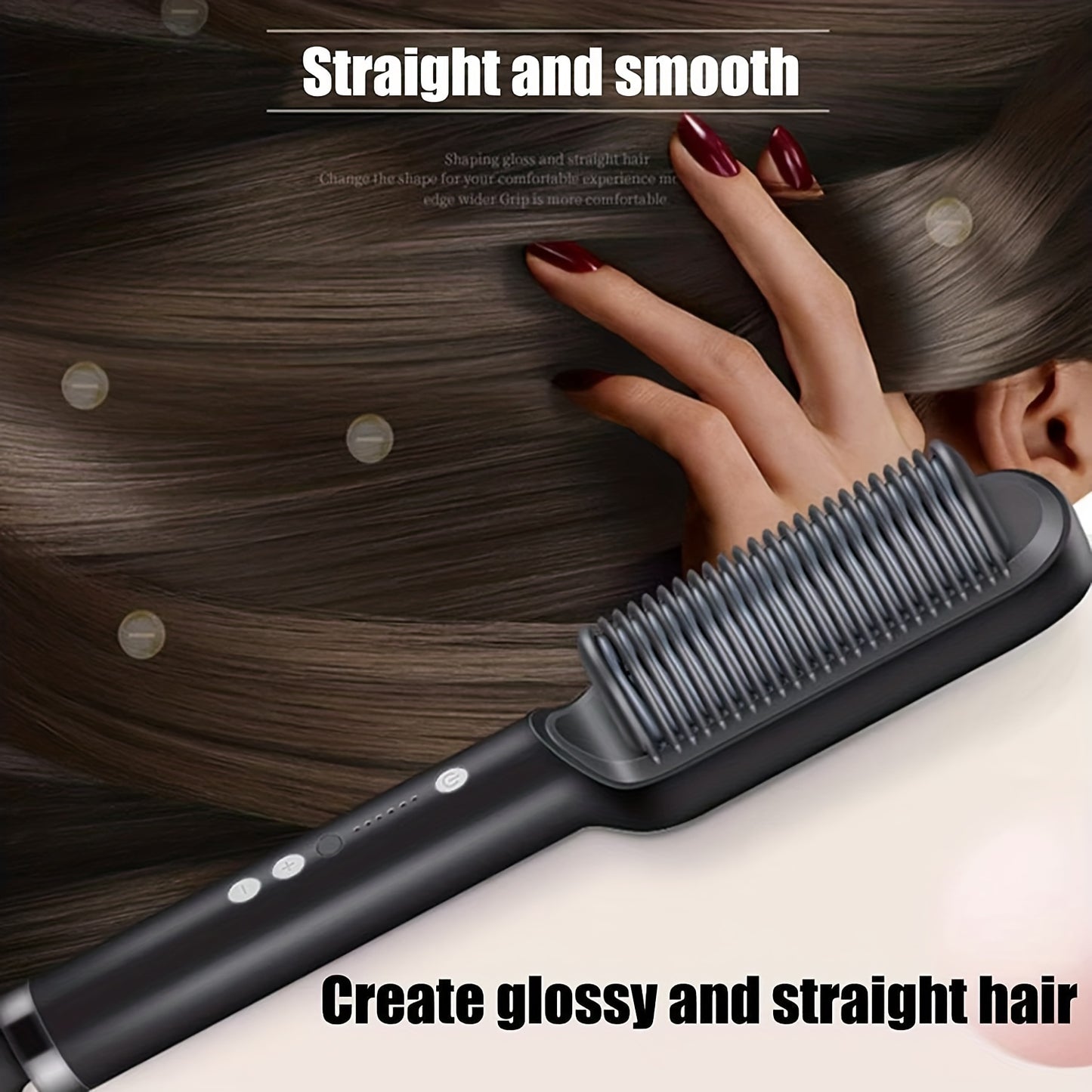 2-in-1 Electric Hair Straightener Brush Hot Comb Adjustment Heat Styling Curler Anti-Scald Comb, 2-in-1 Styling Tool For Long-Lasting Curls And Straight Hair Beauty dealsniper-net