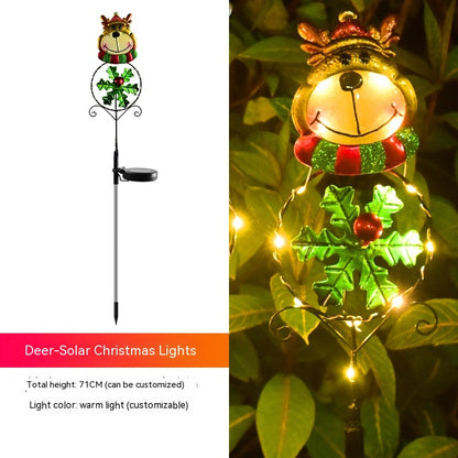 Solar Christmas Led Snowman Elk Ground Plug Light Holidays dealsniper-net Elk