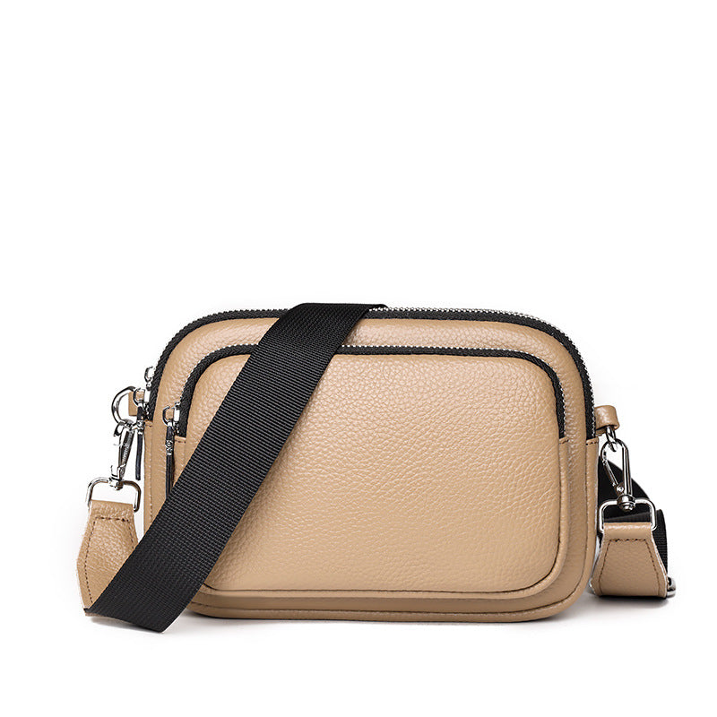 Trendy Fashion Multi-layer Leather Handbag Women Gym From House Khaki