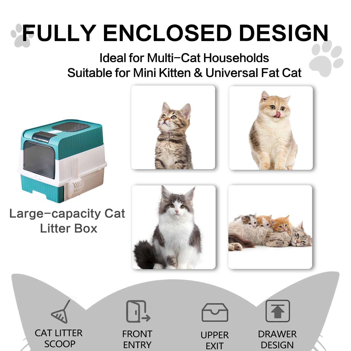 Super Large Capacity Cat Litter Box - Easy To Clean Pets dealsniper-net